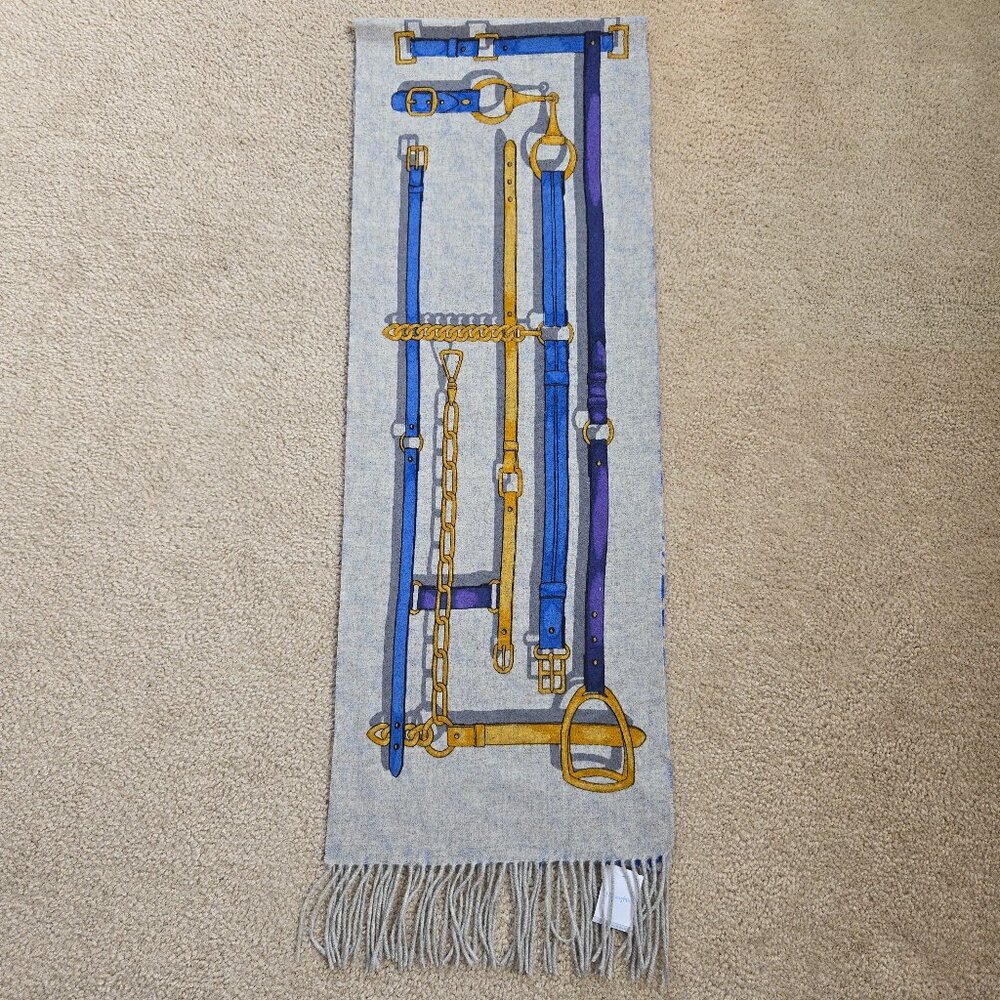 NWT J. McLaughlin Cashmere Mini Jaipur Scarf Equestrian Horse